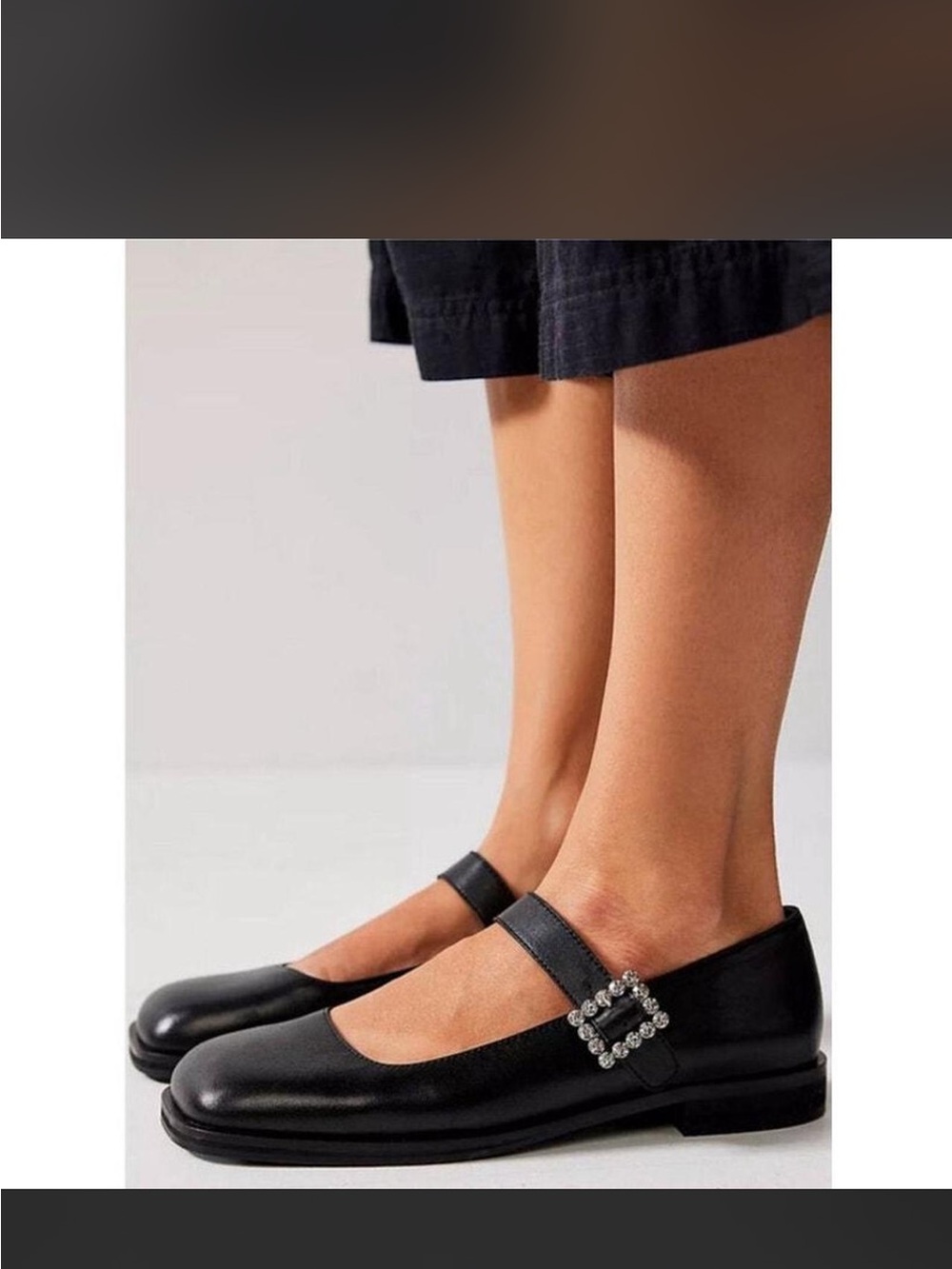 Free People Black Mary Jane Flats with Crystal Buckle Accent - Picture 2 of 8